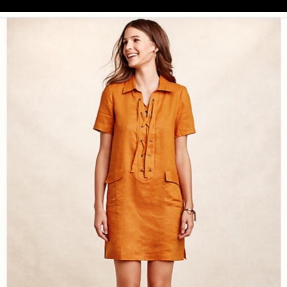 Maeve Linen Lace Up Dress Size 10